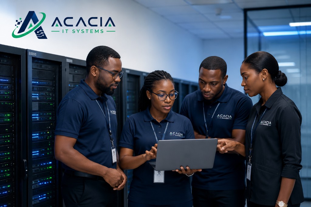 Acacia IT Systems team collaborating in a modern data center